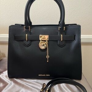 Michael Kors Medium Hamilton Black Leather Handbag